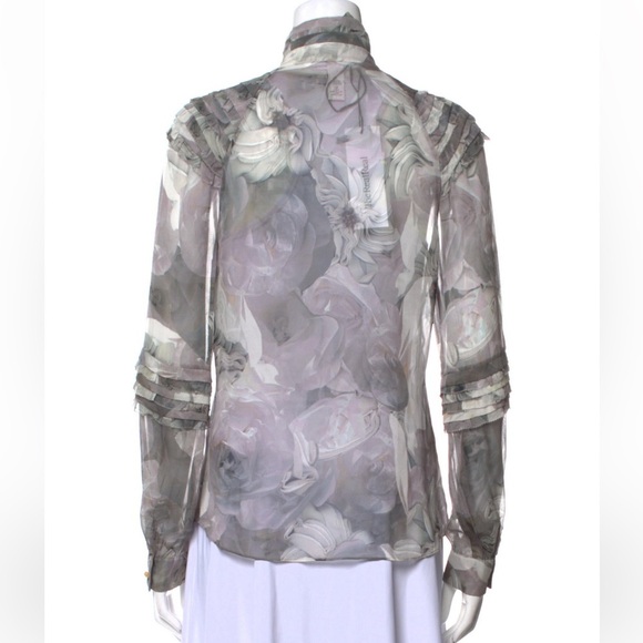 Diane Von Furstenberg DVF Pintura Silk Floral Print Button-Up Blouse Top - Picture 2 of 11